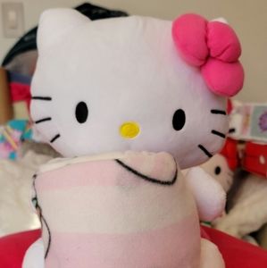 Cute Hello Kitty plush with fleece blanket